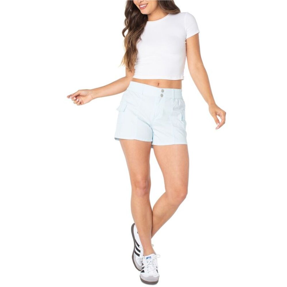 Celebrity Pink Womens Smocked Waist Casual Cargo Shorts, Blue, Juniors, XS, DM